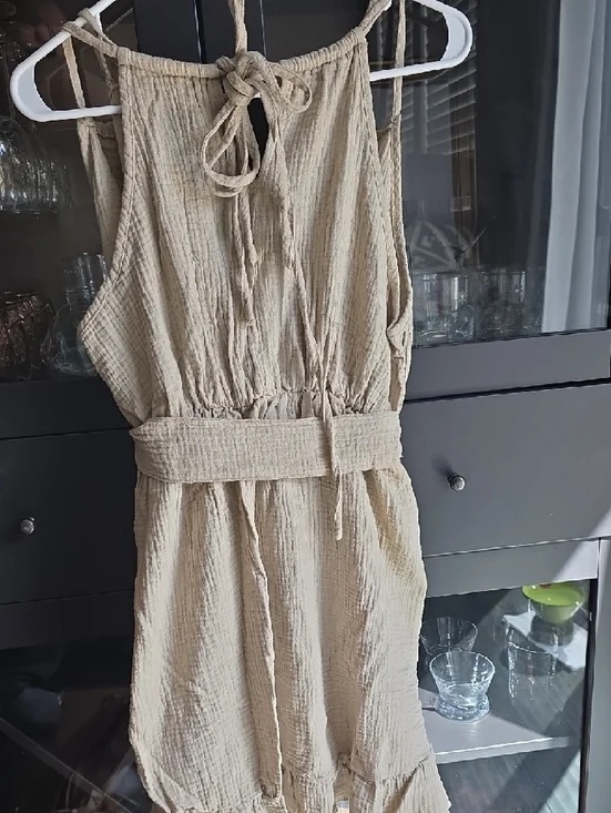 Beige Gauze Knit Tie-Waist Sundress - Picture 2 of 2